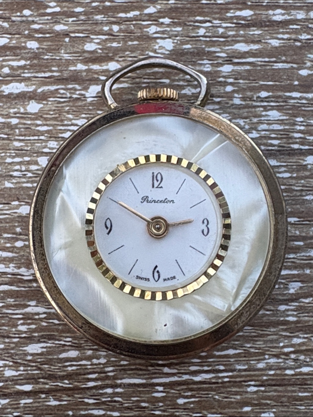 Prince GoldTone Pocket Watch Accent With MotherOfPearl Dial